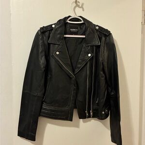 Barneys New York Women's Black Leather Biker Jacket